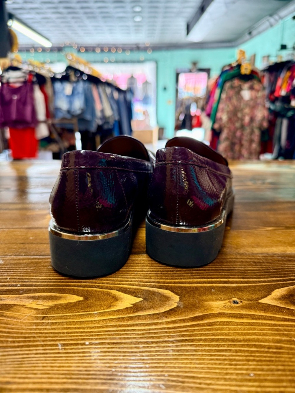 Franco Sarto Carolynn Patent Burgundy Tassel Lug Loafers - Picture 3 of 4